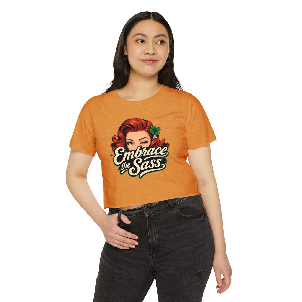Embrace the Sass Crop Top — Retro Pinup Graphic Tee for Women