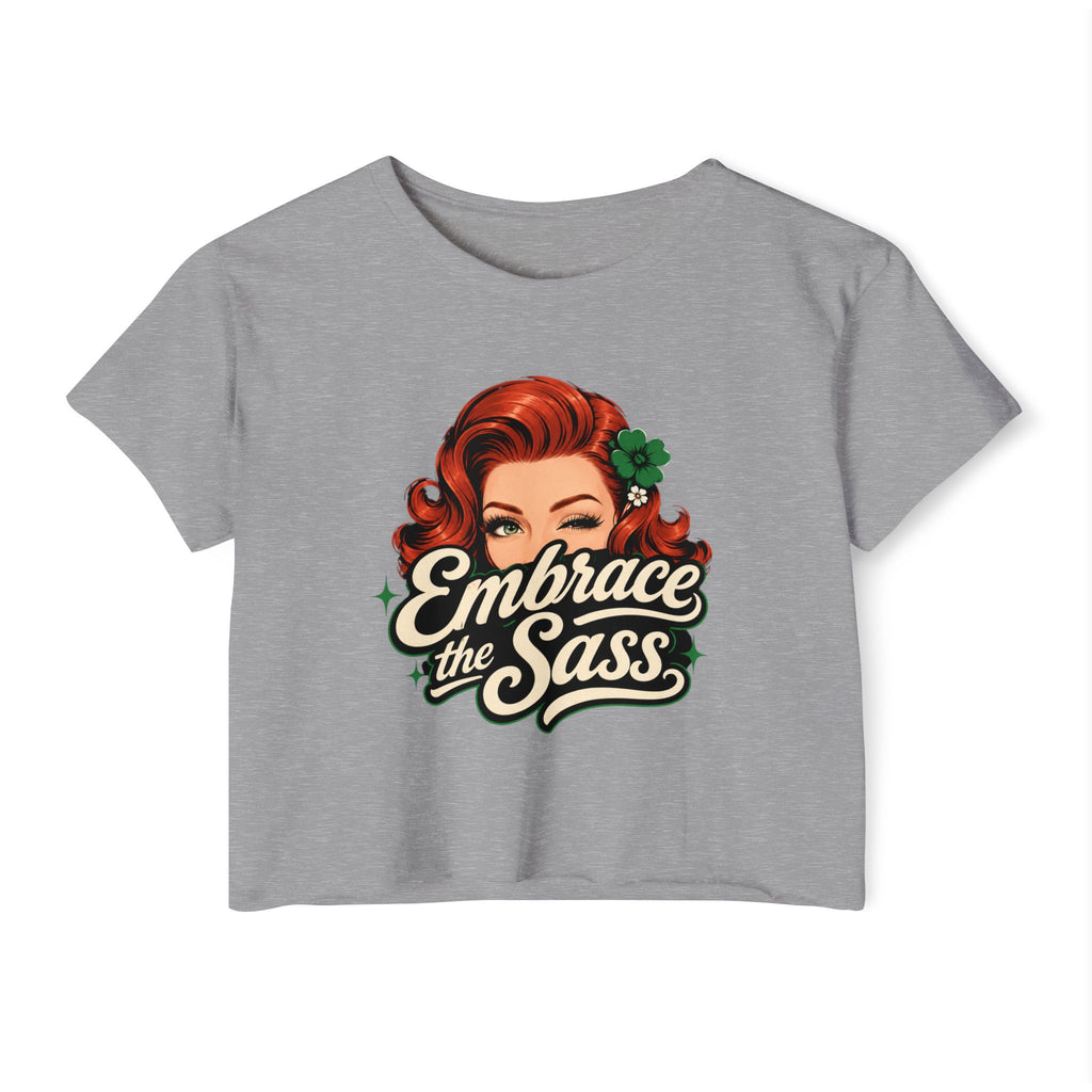Embrace the Sass Crop Top — Retro Pinup Graphic Tee for Women