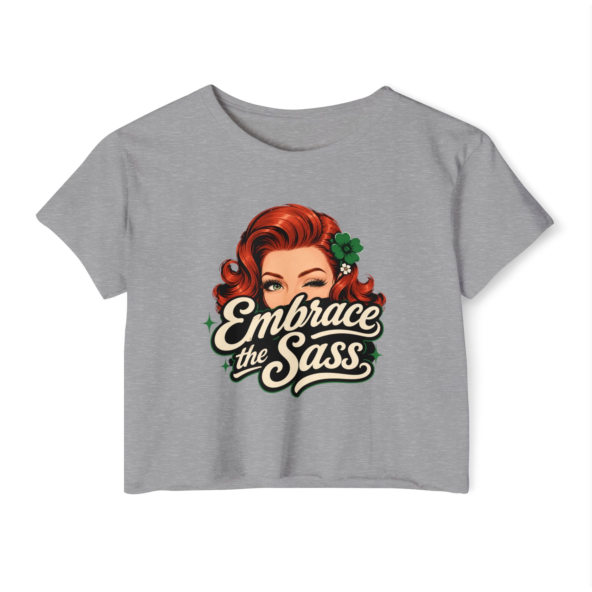 Embrace the Sass Crop Top — Retro Pinup Graphic Tee for Women
