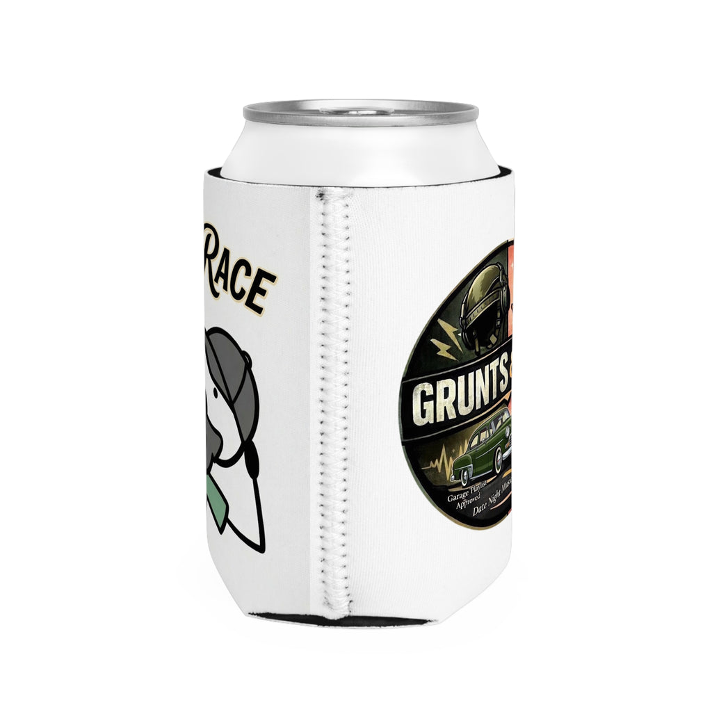 Can Cooler Sleeve - 'Let's Race' & Grunts & Glam Beer Koozie (Bearded Racing Design)