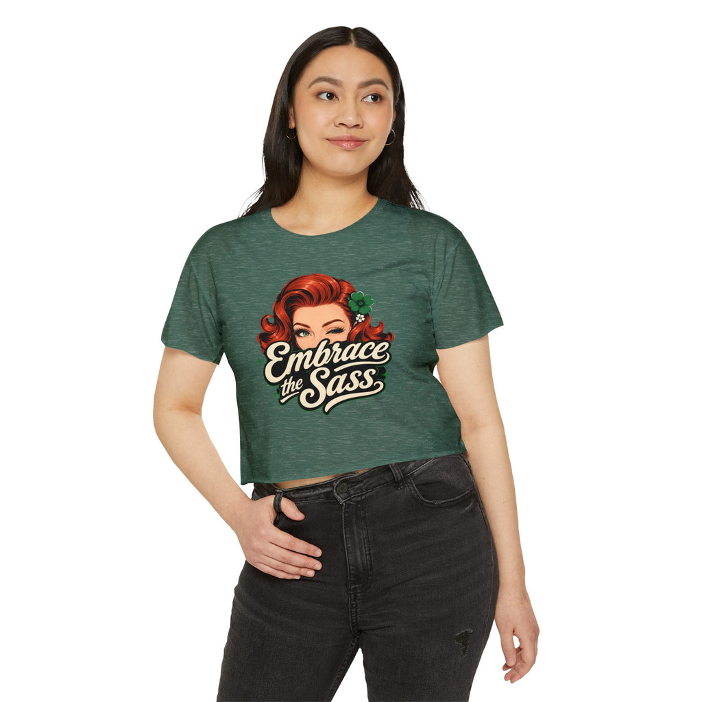 Embrace the Sass Crop Top — Retro Pinup Graphic Tee for Women