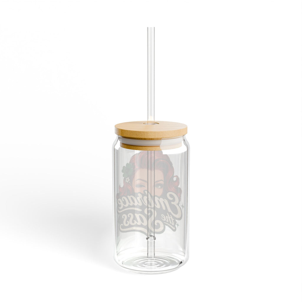 Embrace the Sass 16oz Sipper Glass – Retro Pinup Insulated Drink Jar with Straw