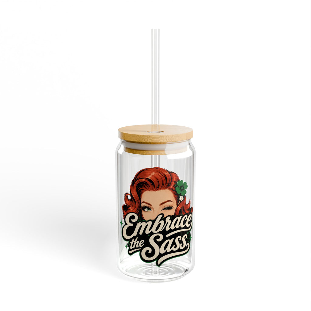 Embrace the Sass 16oz Sipper Glass – Retro Pinup Insulated Drink Jar with Straw