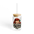 Embrace the Sass 16oz Sipper Glass – Retro Pinup Insulated Drink Jar with Straw