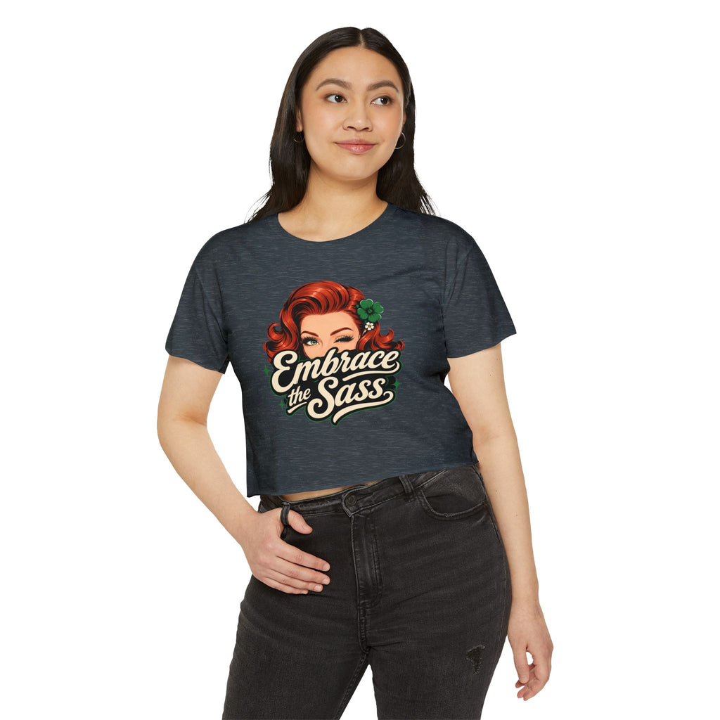 Embrace the Sass Crop Top — Retro Pinup Graphic Tee for Women