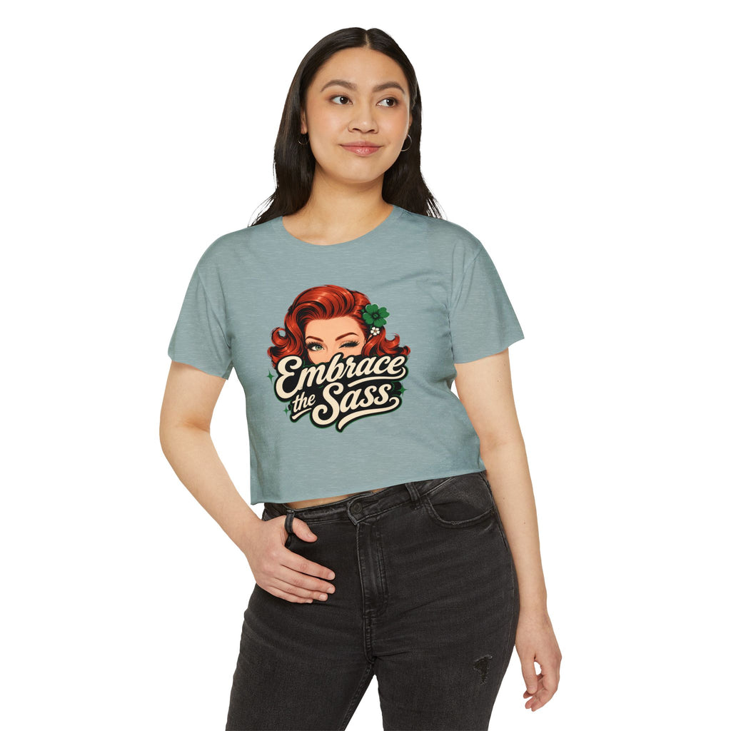Embrace the Sass Crop Top — Retro Pinup Graphic Tee for Women